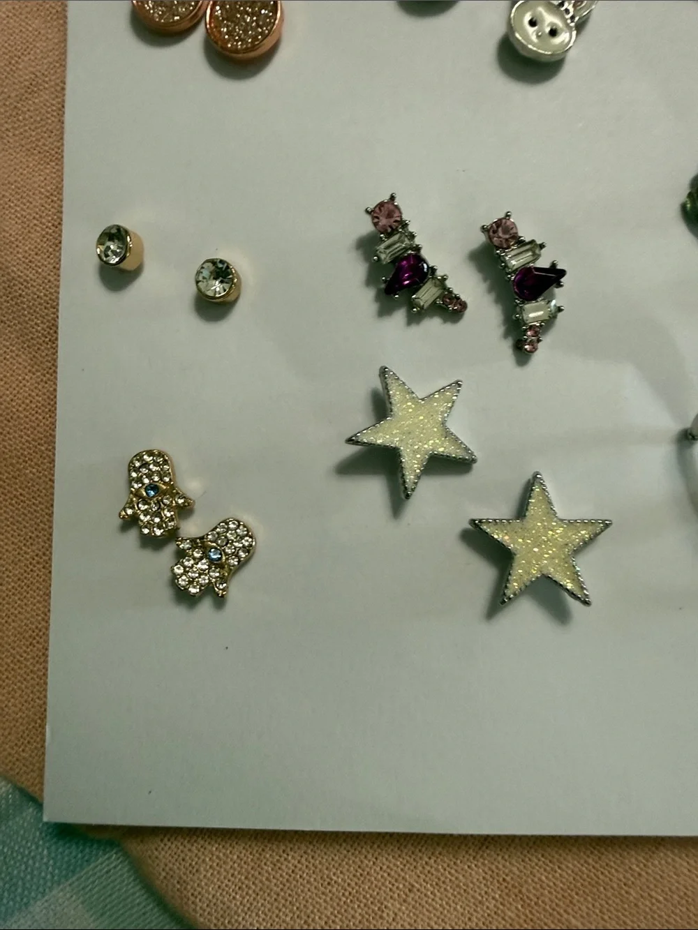 Kids Sparkle Assorted Stud Earring Set - Silver, Pink, Blue